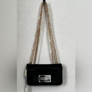 New Marc Jacobs Mini Flap Crossbody bag Smooth Leather Black with Gold Chain